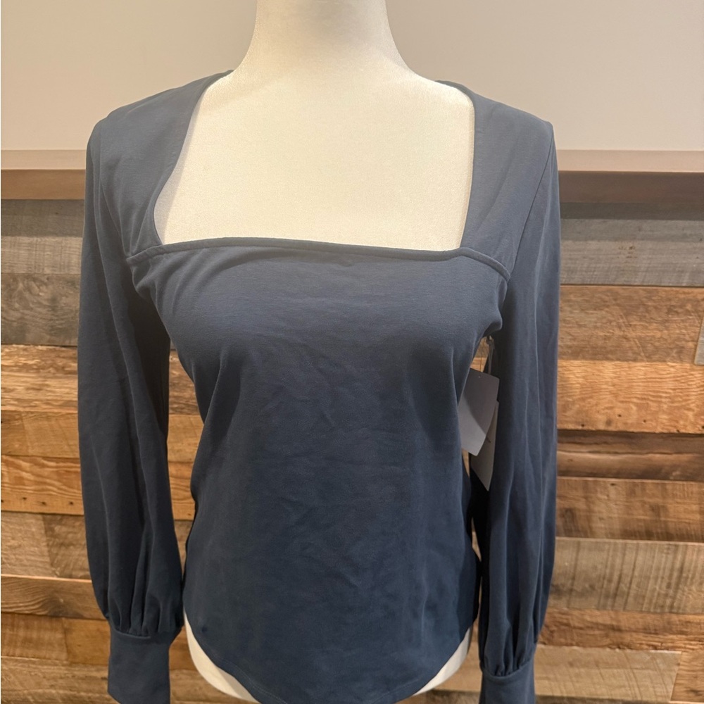 Nordstrom Navy Women's Blouse with Square Neckline